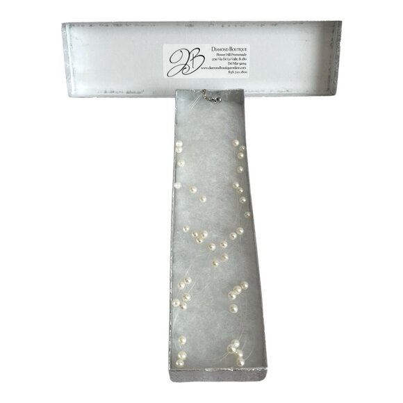 Diamond Boutique Multi Strand Floating Pearl Illusion Necklace 17" NIB - Picture 2 of 4